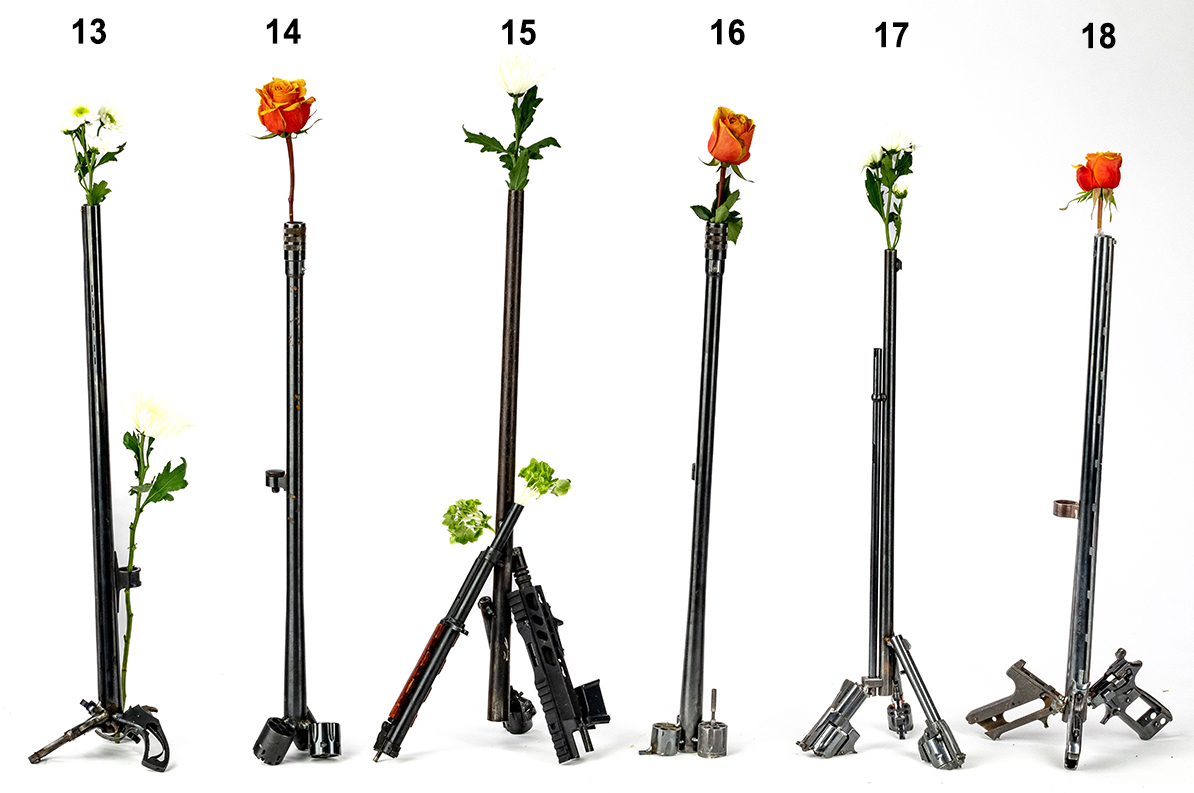 Direct Action vases made from guns